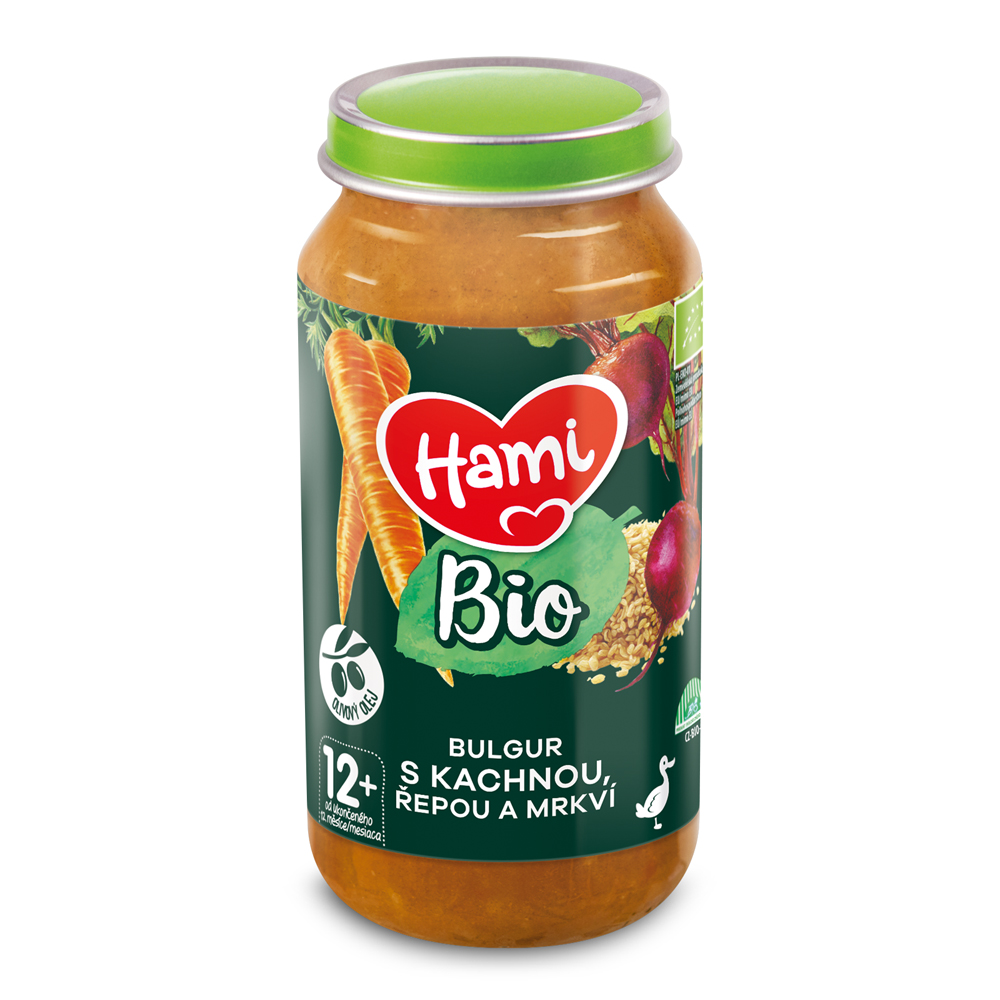 HAMI BIO Príkrm mäsovo-zeleninový Bulgur s kačicou, repou a mrkvou 250 g,